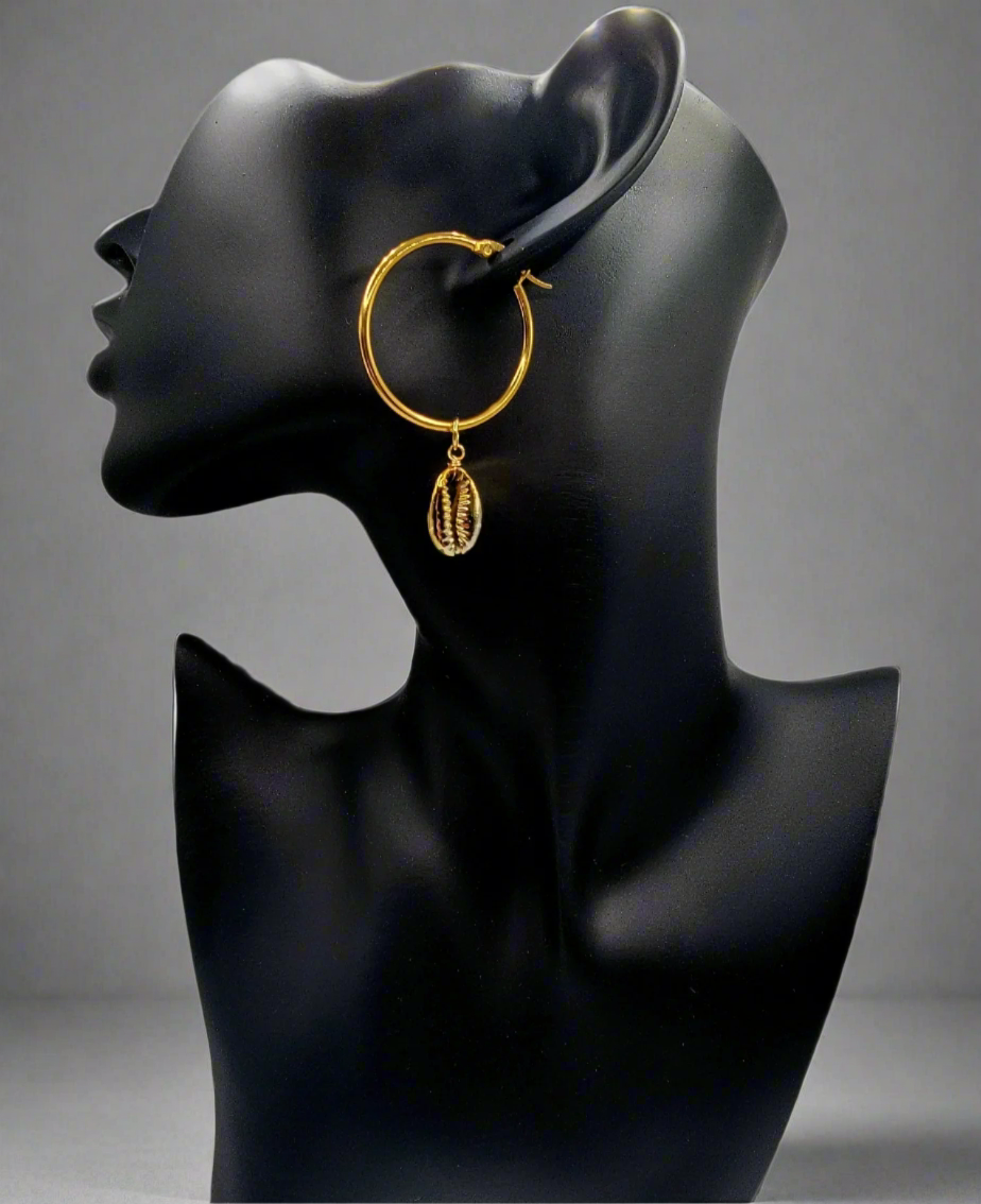 Cowrie Shell Hoop Earrings