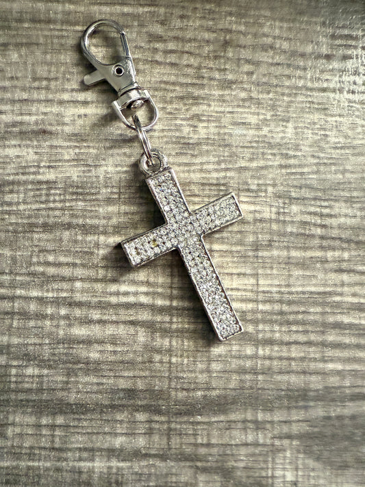Silver Cross Purse Charm