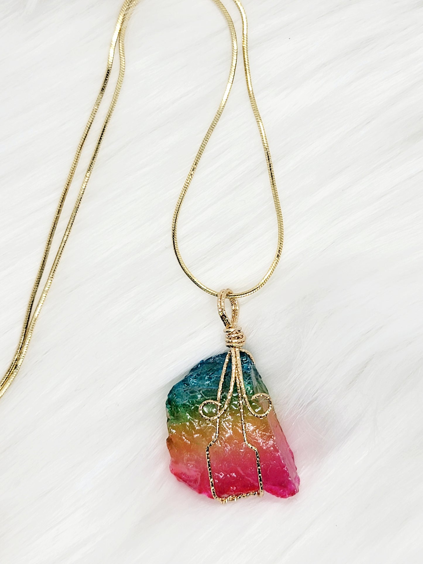 Rainbow Quartz Nugget Necklace