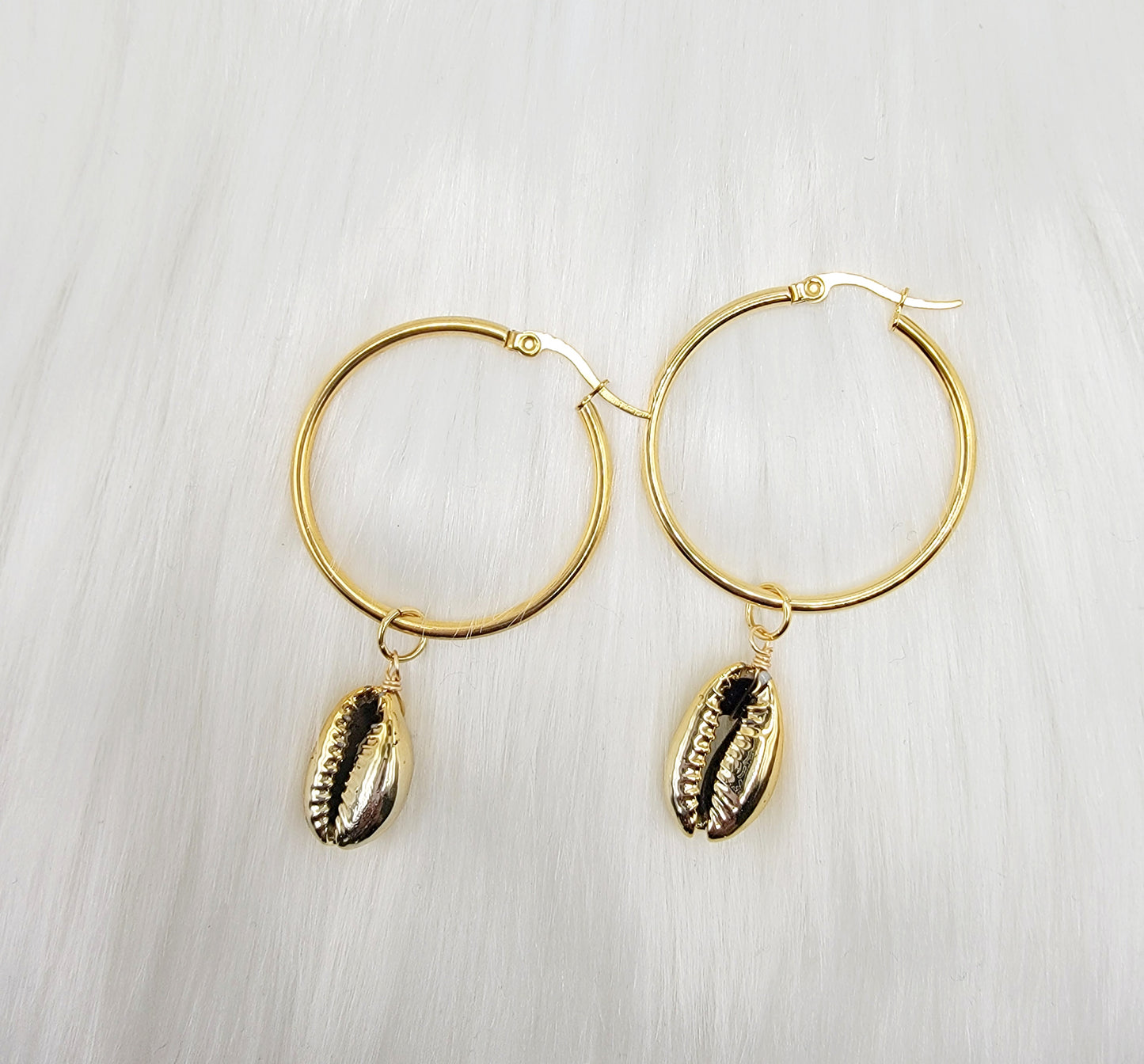 Cowrie Shell Hoop Earrings